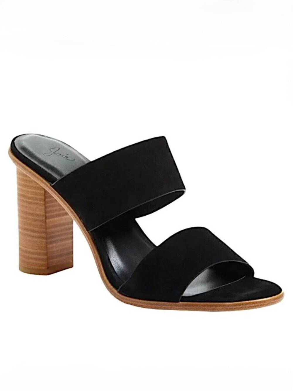 Joie Banner Black Nubuck Block Heel Slip On Mule Sandals